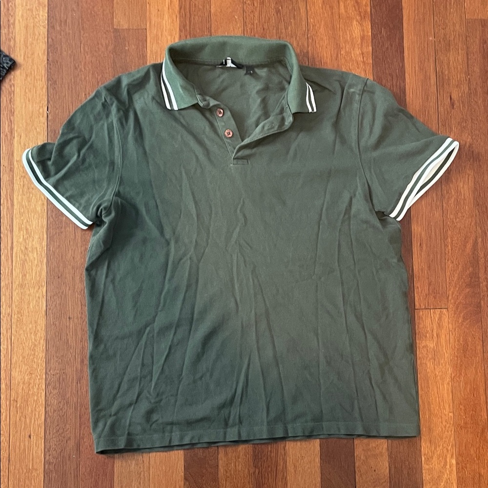 ASOS Olive Polo Shirt with White Trim
